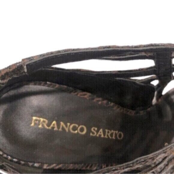Franco Sarto Brown Leopard Print Strappy Gladiator Sexy Stiletto Dressy Heels 9 - Picture 9 of 10